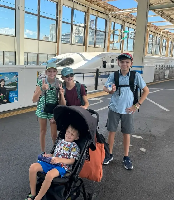 Waiting for the Shinkansen bullet train